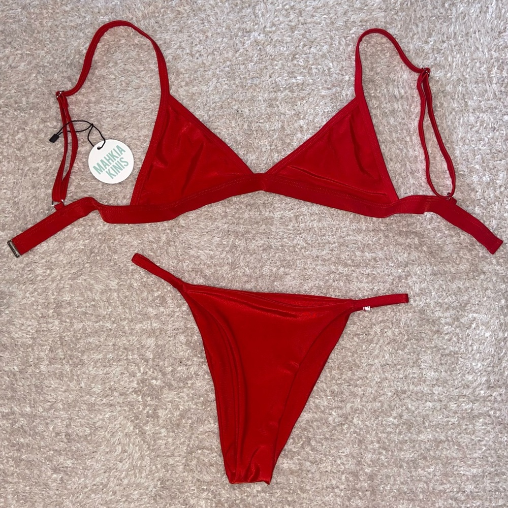 Mahkia Kinis Red Triangle Set. Never Worn Before